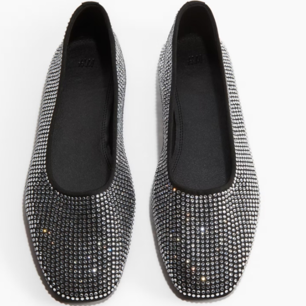 H&M Rhinestone Studded Ballet Flats – Size 10